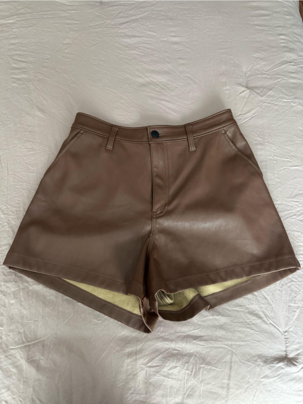 Hollister Chocolate Brown High-Waist Faux Leather Shorts